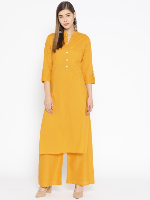 

Rangoli Jaipur Women Mustard Yellow Solid Kurta with Palazzos