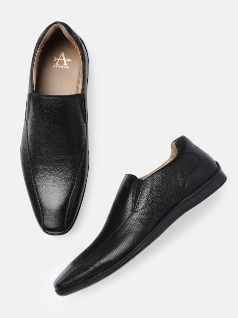 

Arrow Men Black Solid Carmine Slip-On Leather Formal Shoes