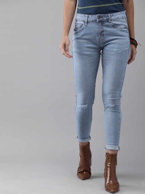 

Roadster Women Blue Skinny Fit Mid-Rise Mildly Distressed Stretchable Jeans