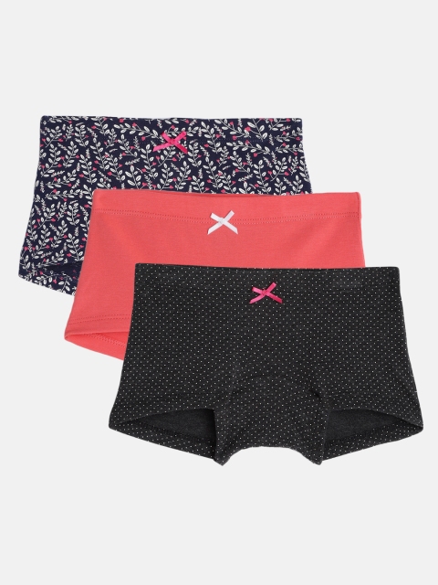 

mackly Girls Pack of 3 Boxer Briefs C2-06-2-4yrs, Black