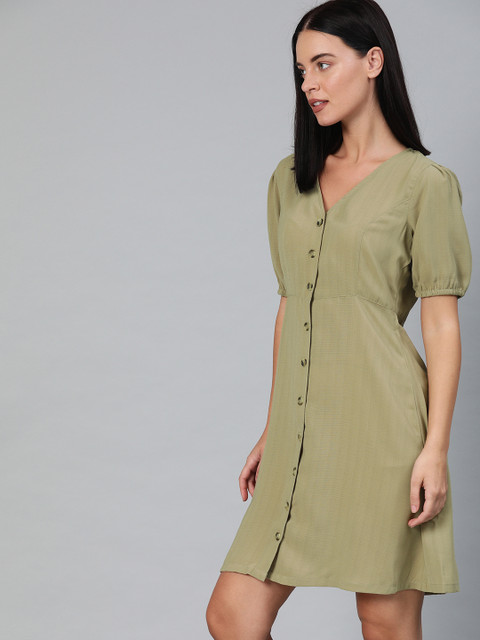 

Mast & Harbour Women Beige Solid A-Line Dress