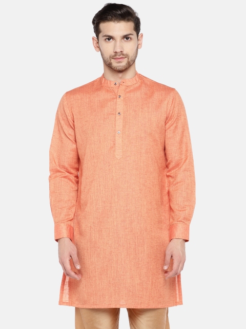 

Ethnicity Men Orange Woven Design Straight Kurta