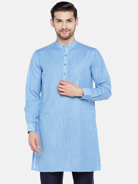 

Ethnicity Men Blue Woven Design Straight Kurta