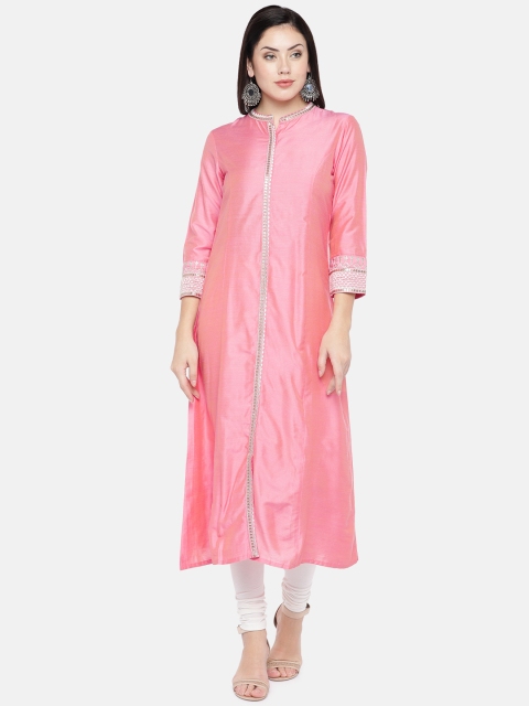 

Ethnicity Women Pink Solid Straight Kurta