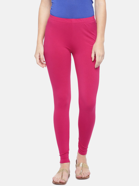 

Ethnicity Women Fuchsia Pink Solid Churidar Length Leggings