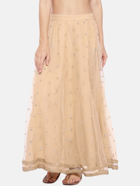 

Ethnicity Women Gold-Coloured Embellished Flared Skirt