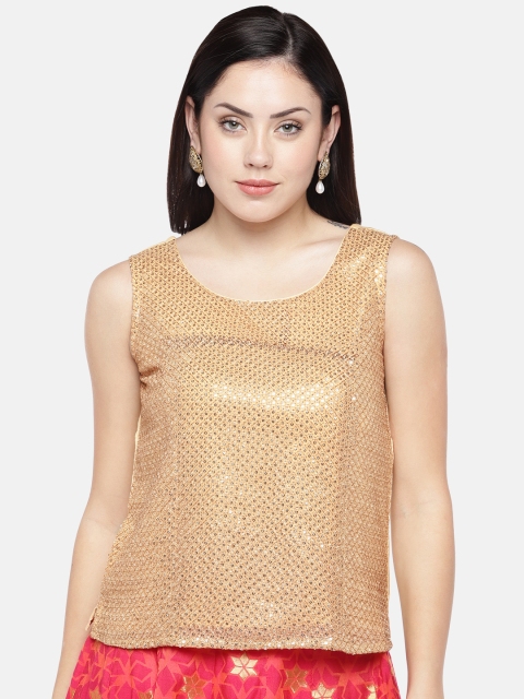 

Ethnicity Women Gold-Toned Embellished Top