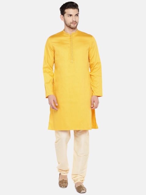 

Ethnicity Men Yellow Woven Design Straight Kurta