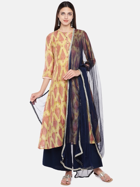 

Ethnicity Navy Blue Solid Dupatta