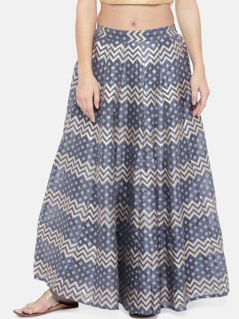 

Ethnicity Women Grey & Silver-Coloured A-Line Maxi Skirt