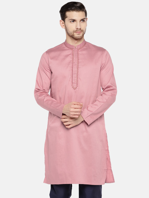 

Ethnicity Men Pink Embroidered Straight Kurta