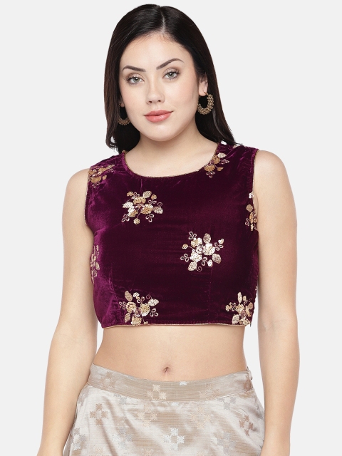 

Ethnicity Women Purple Embellished Top