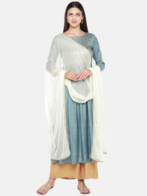 

Ethnicity Off-White Solid Dupatta