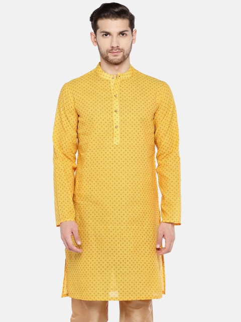 

Ethnicity Men Yellow Printed Straight Kurta