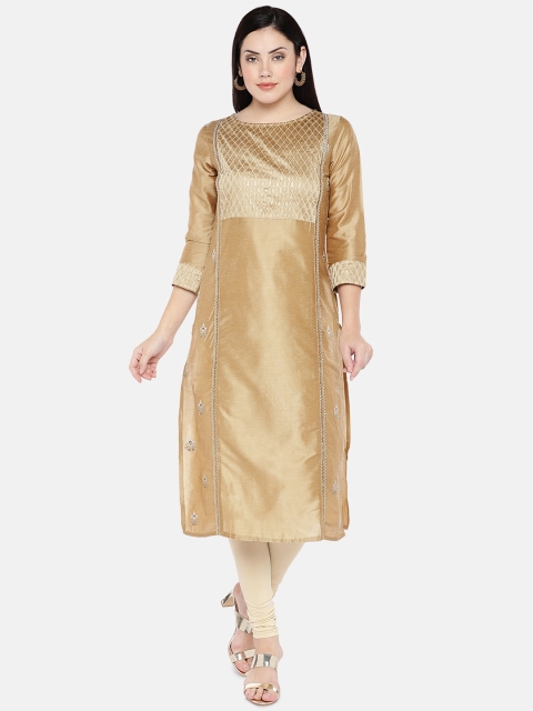 

Ethnicity Women Gold-Toned Printed Straight Kurta