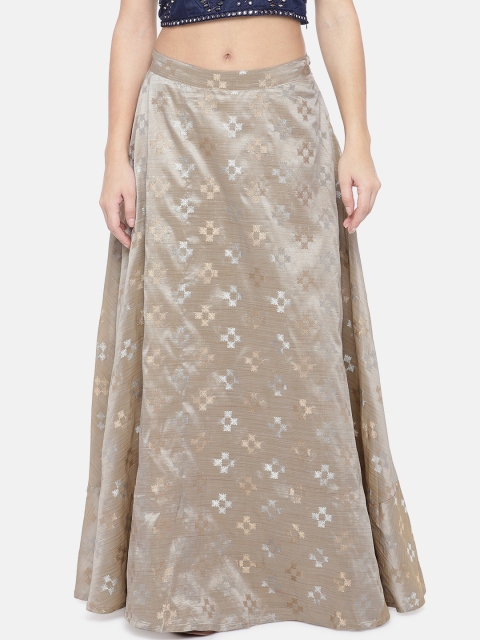 

Ethnicity Women Grey & Silver-Coloured A-Line Maxi Skirt