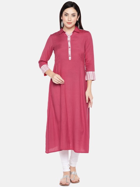 

Ethnicity Women Magenta Printed Straight Kurta