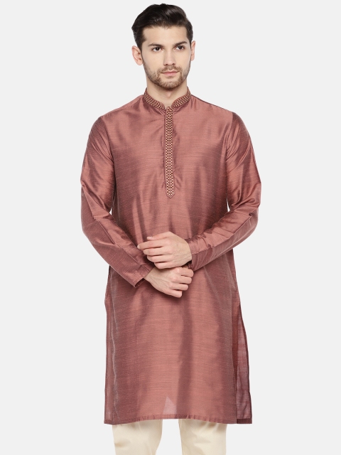 

Ethnicity Men Rust Brown Solid Straight Kurta