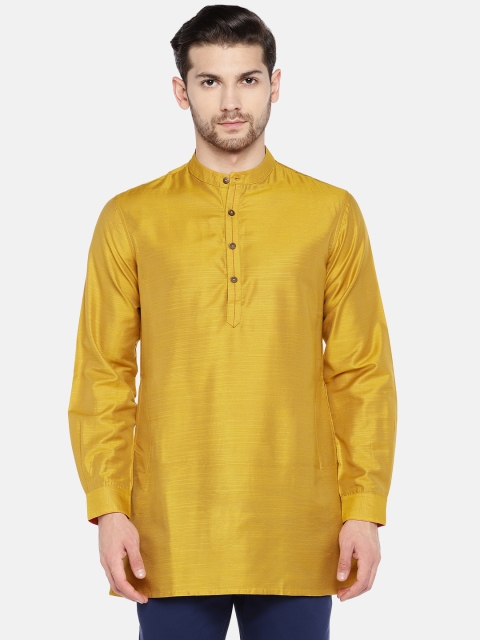 

Ethnicity Men Mustard Yellow Solid Straight Kurta
