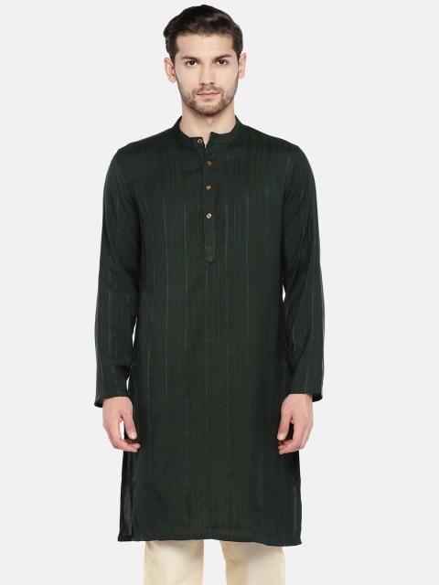 

Ethnicity Men Green Woven Design Straight Kurta