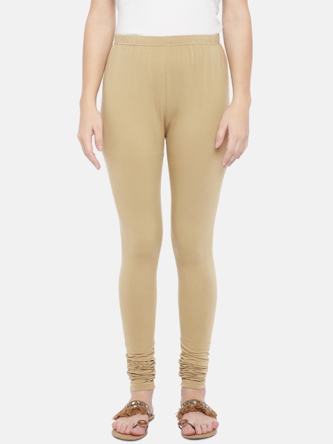 

Ethnicity Women Beige Solid Leggings