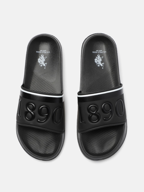 

U.S. Polo Assn. Men Black Solid Raffer Sliders