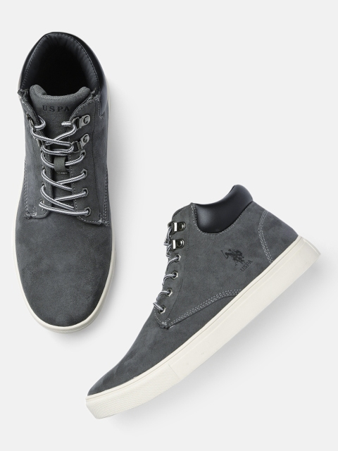 

U.S. Polo Assn. Men Grey Solid JULIO Mid-Top Sneakers