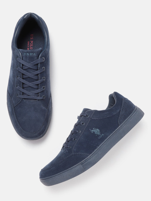 

U.S. Polo Assn. Men Navy Blue Suede Finish Solid Sneakers
