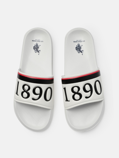 

U.S. Polo Assn. Men White & Black Printed Raffer Sliders