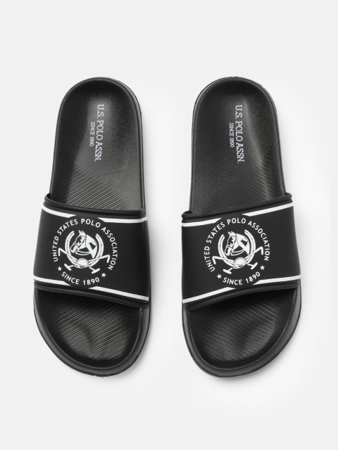 

U.S. Polo Assn. Men Black Printed Zane Sliders