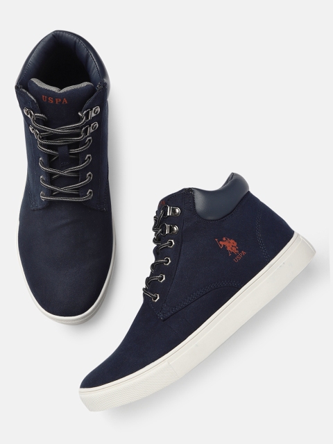 

U.S. Polo Assn. Men Navy Blue Solid JULIO Mid-Top Sneakers