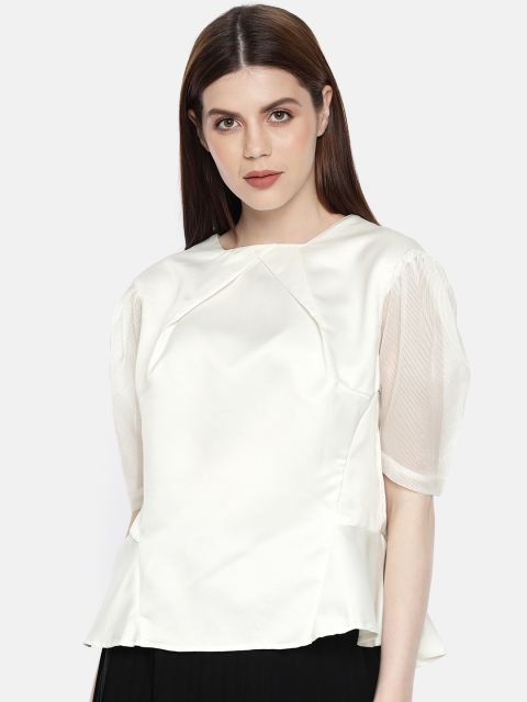 

CHANGE CONSTANT Women Off-White Solid Peplum Top