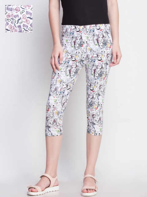 

Dollar Missy Women Pack Of 2 Printed Slim Fit Capris, White