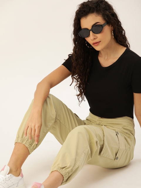 

Moda Rapido Women Khaki Jogger Fit Solid Cargos