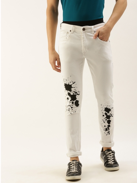 

Moda Rapido Men White Skinny Fit Printed Mid-Rise Clean Look Stretchable Jeans