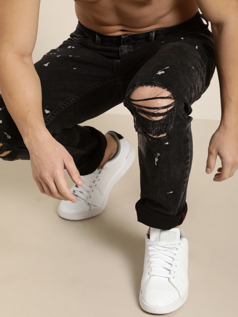 

Moda Rapido Men Black Slim Fit Mid-Rise Mildly Distressed Stretchable Jeans