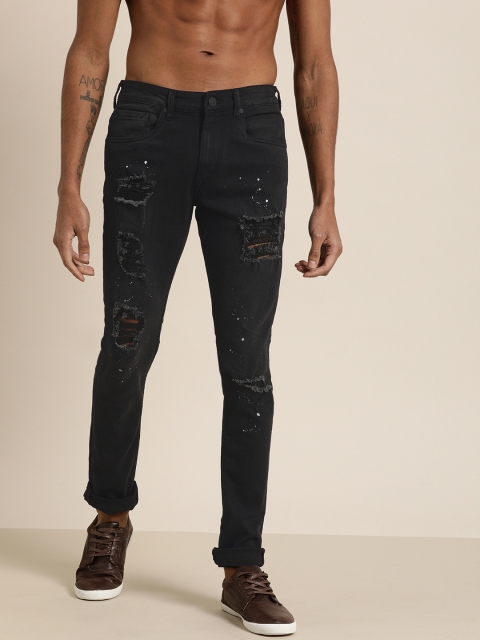 

Moda Rapido Men Black Skinny Fit Mid-Rise Highly Distressed Stretchable Printed Jeans