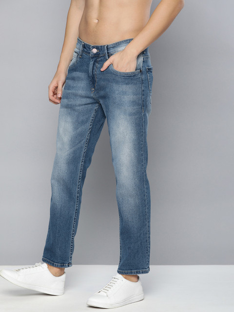 

HERE&NOW Men Blue Slim Fit Mid-Rise Clean Look Stretchable Ankle Jeans