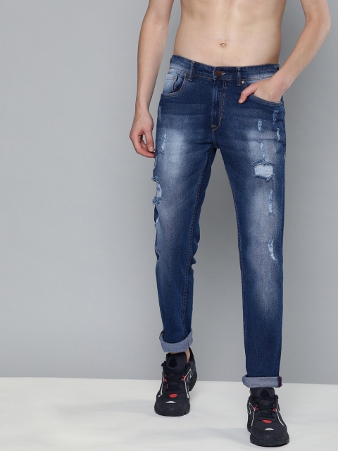 

HERE&NOW Men Blue Slim Fit Mid-Rise Mildly Distressed Stretchable Jeans