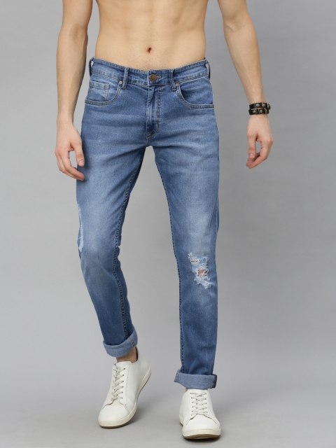 

HERE&NOW Men Blue Skinny Fit Mid-Rise Mildly Distressed Stretchable Jeans