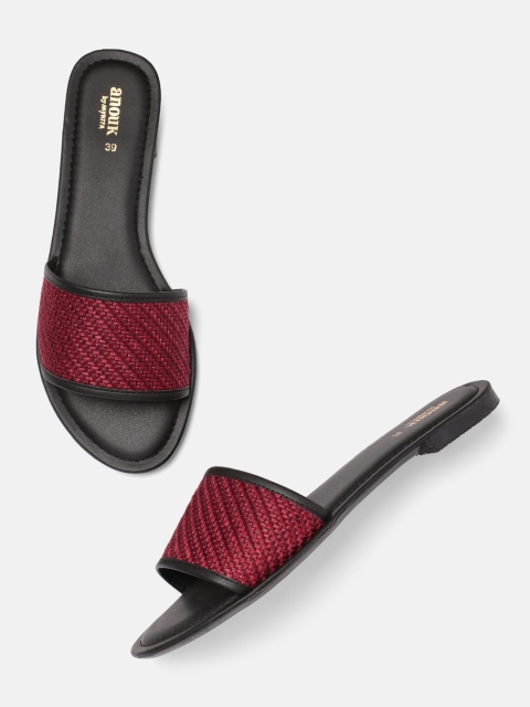 

Anouk Women Red Woven Design Open Toe Flats