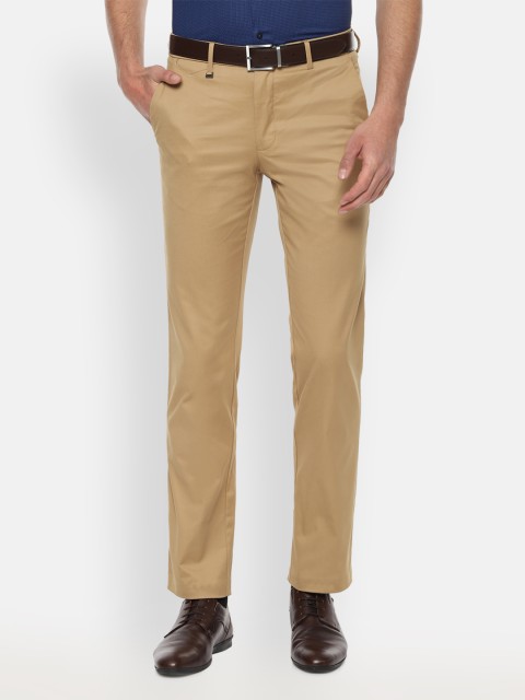 

Van Heusen Men Khaki Slim Fit Solid Regular Trousers