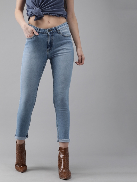 

Roadster Women Blue Skinny Fit Mid-Rise Clean Look Stretchable Cropped Jeans