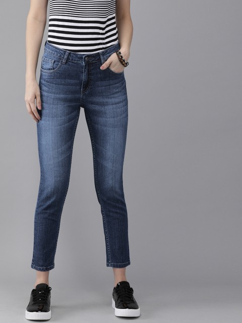 

Roadster Women Blue Skinny Fit Mid-Rise Clean Look Stretchable Cropped Jeans