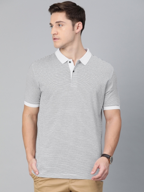 

Van Heusen Men White & Black Striped Polo Collar T-shirt