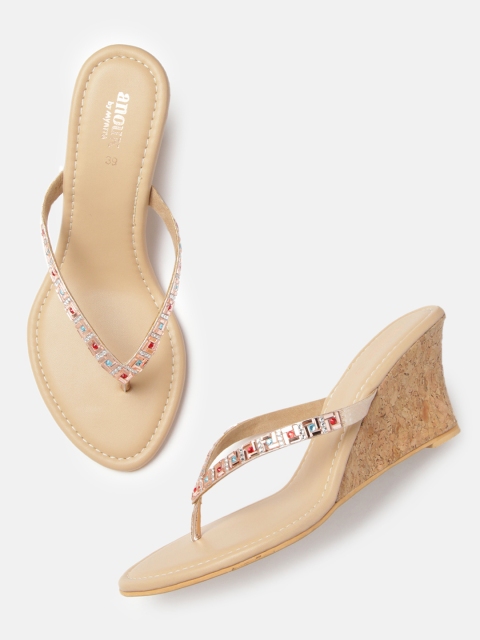 

Anouk Women Beige Embellished Wedges