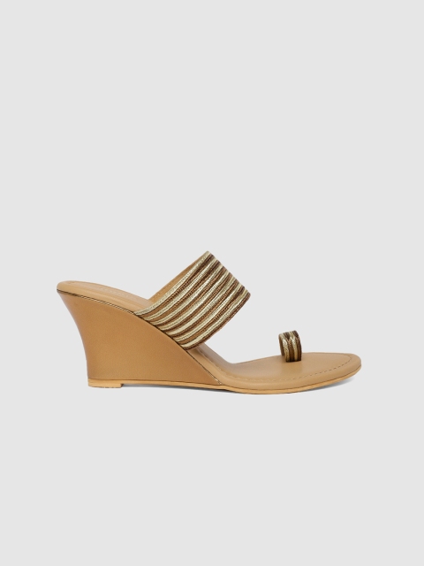 

Anouk Women Gold-Toned & Brown Striped Sandals