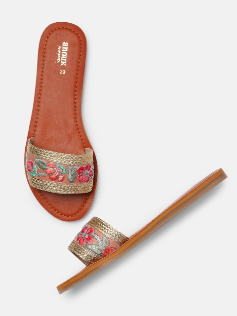 

Anouk Women Multicoloured Woven Design Open Toe Flats, Multi