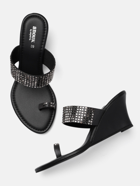 

Anouk Women Black Embellished Wedges