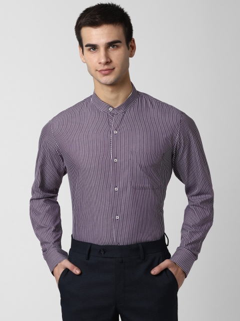 

Peter England Men Purple & White Slim Fit Striped Formal Shirt